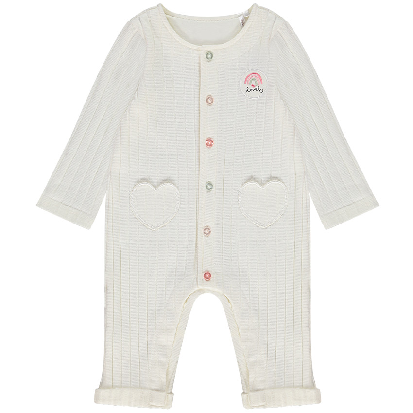 Combinaison longue effet côtelé pour bébé fille