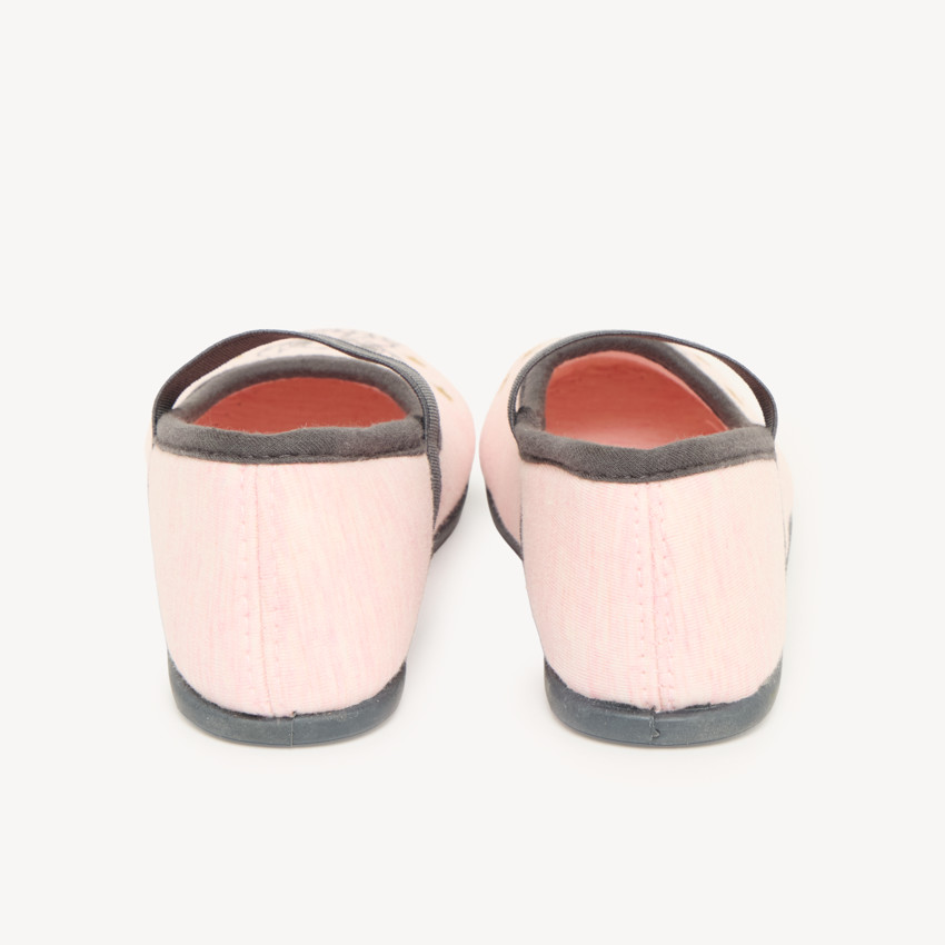 Chaussons babies rose chiné avec élastique et Stitch Disney pour fille 