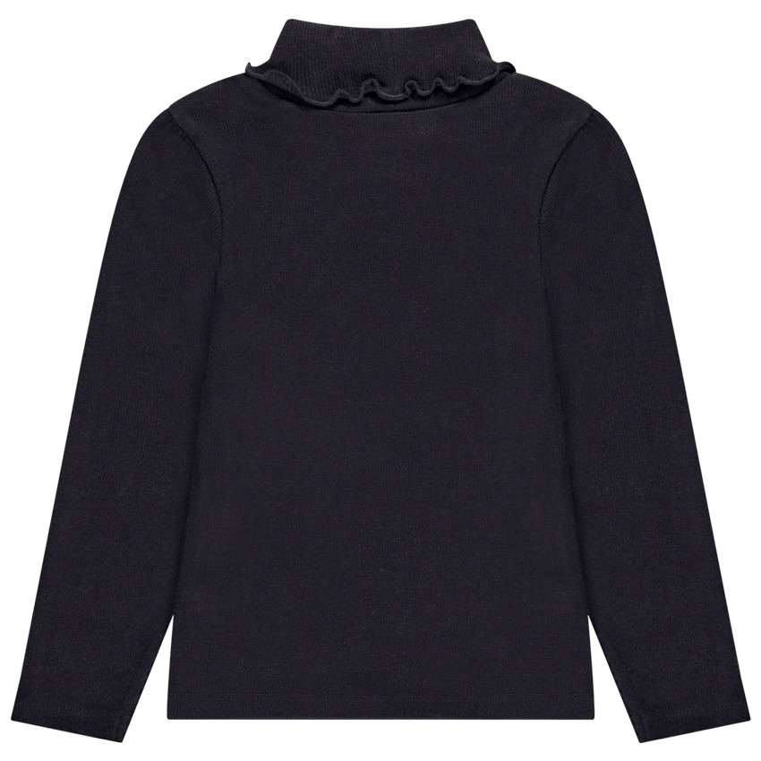 Sous-pull côtelé à col roulé effet ondulé pour fille 