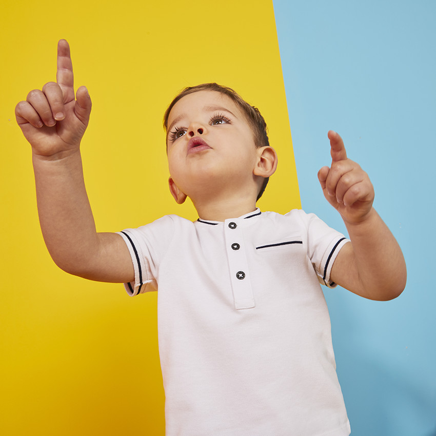 Polo manches courtes uni à col teddy pour bébé garçon 