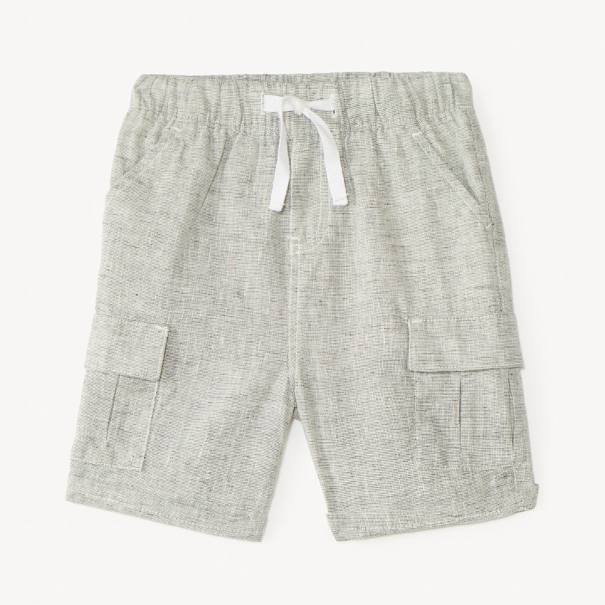 Bermuda style cargo uni en toile pour bébé garçon