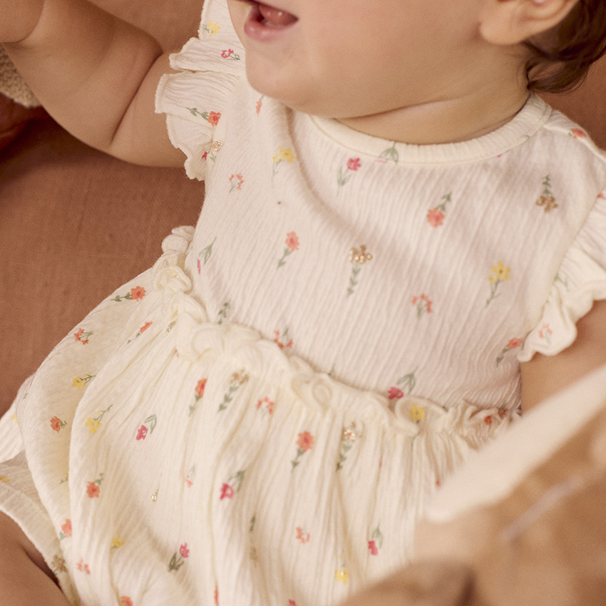 Robe body en jersey froissé imprimé pour bébé fille 