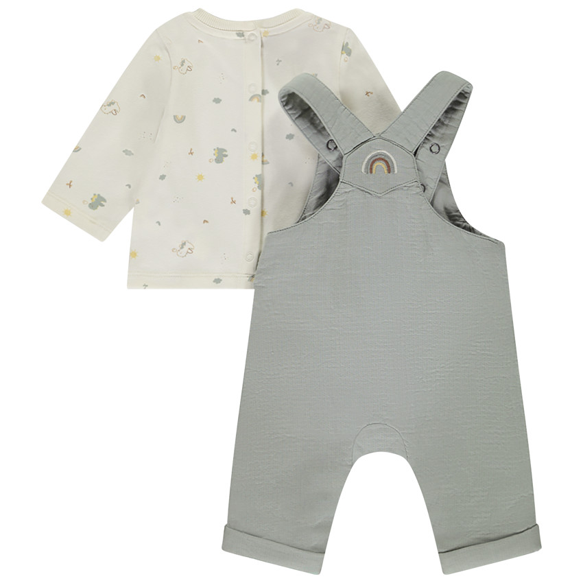 Ensemble salopette + t-shirt manches longues dragon pour bébé garçon 