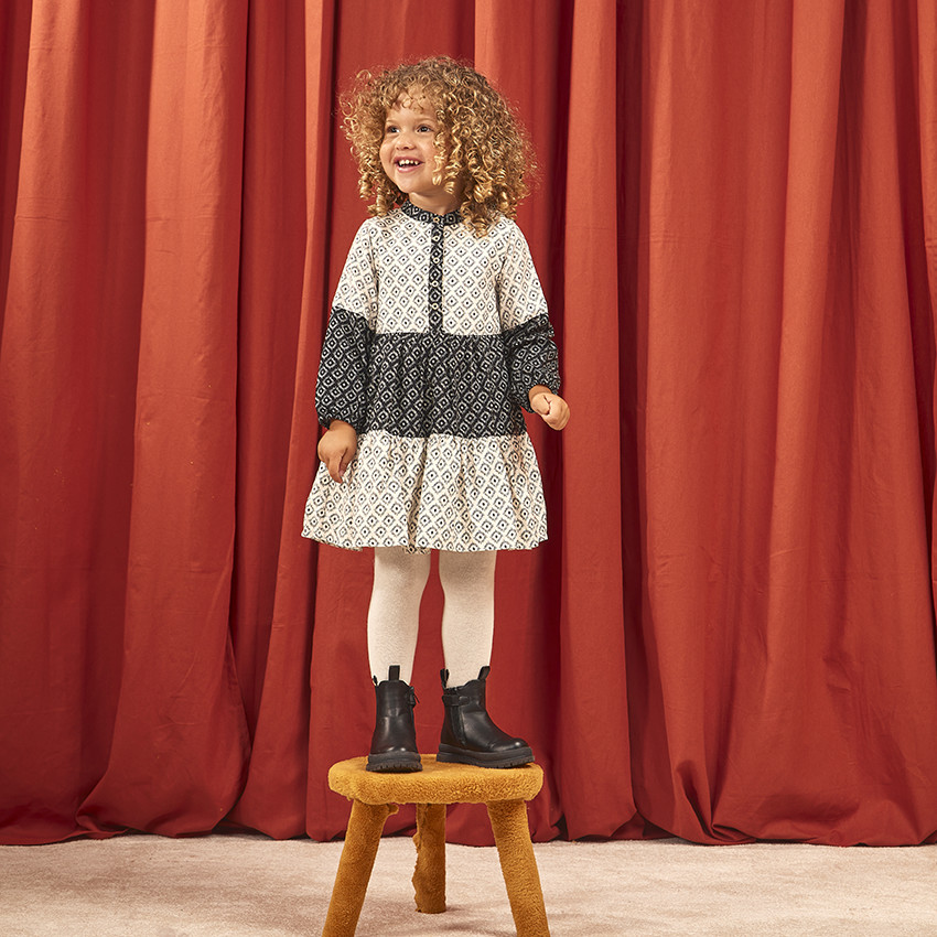 Robe manches longues imprimé ikat pour bébé fille 