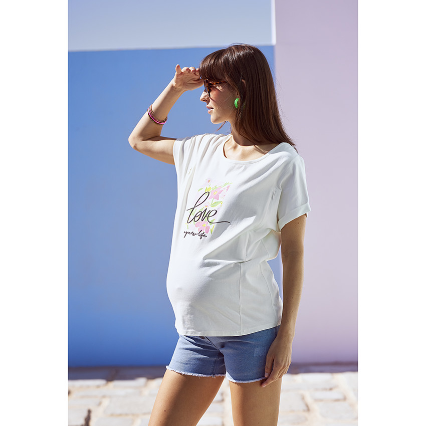 T-shirt de grossesse manches courtes en jersey avec print 