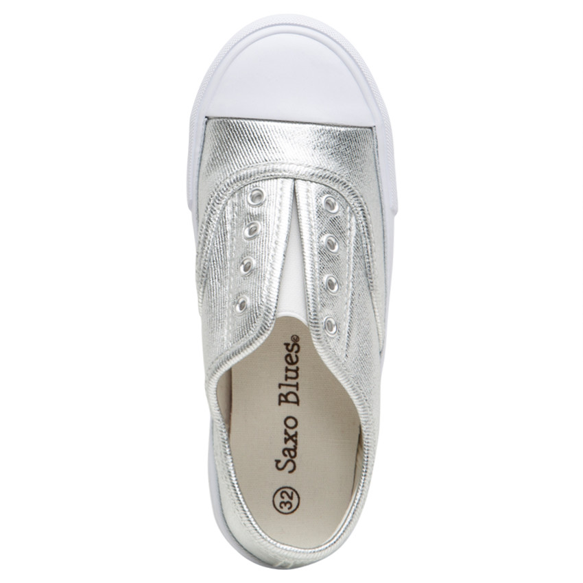 Baskets basses argentées avec élastique 