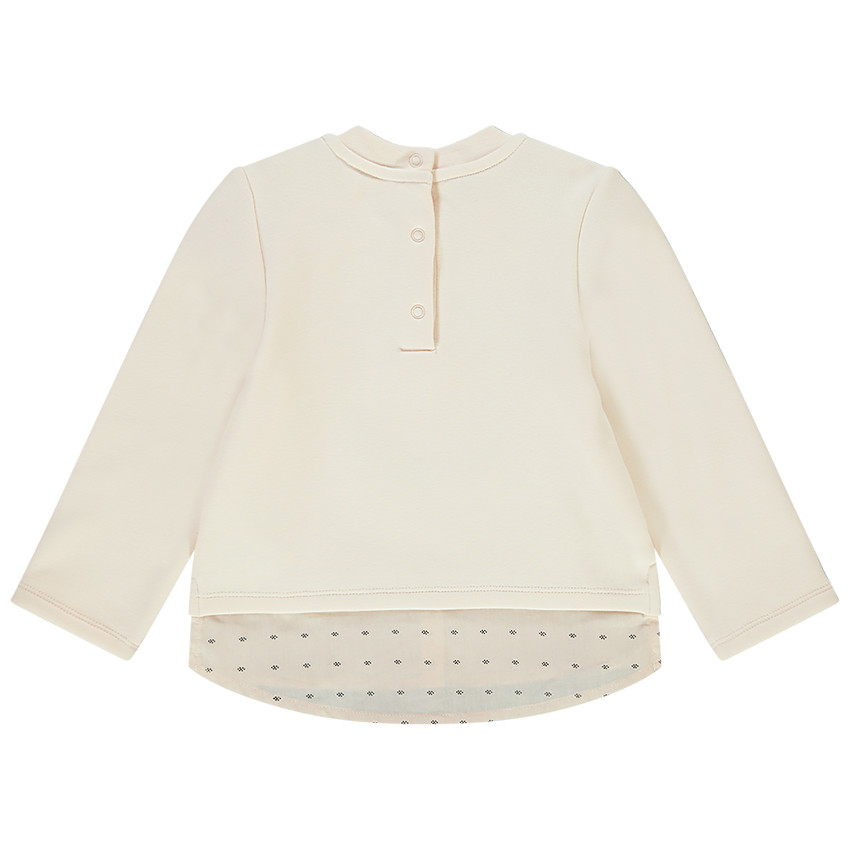 Sweat 2 en 1 en molleton contre collé et sherpa avec broderies pour bébé fille 