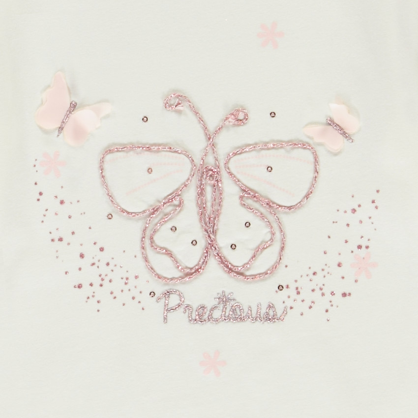 T-shirt manches longues avec papillon en cording pour fille  
