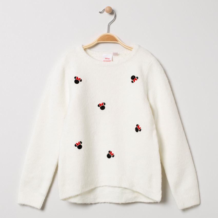 Pull en tricot motif Minnie Disney strass fantaisie 