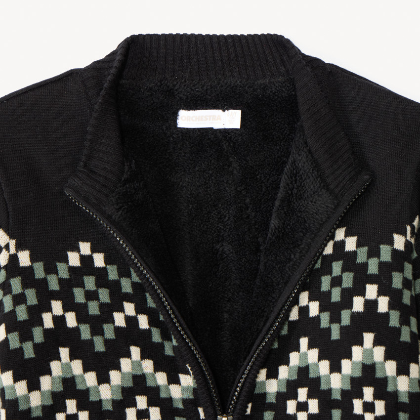 Gilet tricot doublé à motifs jacquard esprit Aztèque pour garçon  