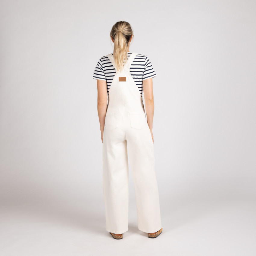 Salopette longue et large de grossesse en denim uni 