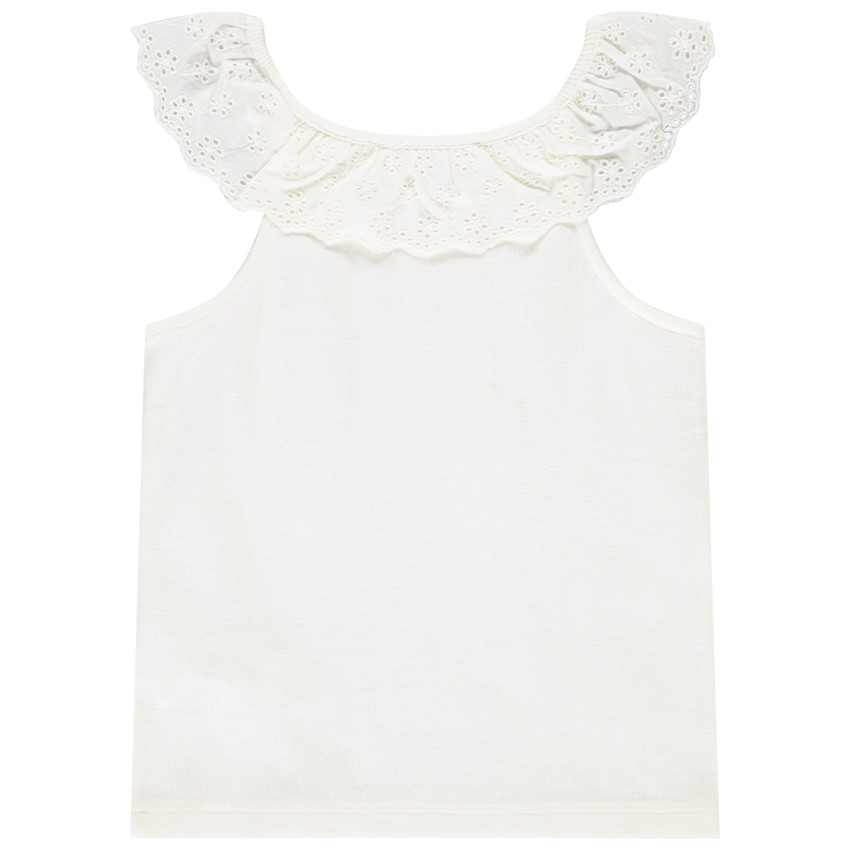 Débardeur à collerette volantée en broderie anglaise pour fille 