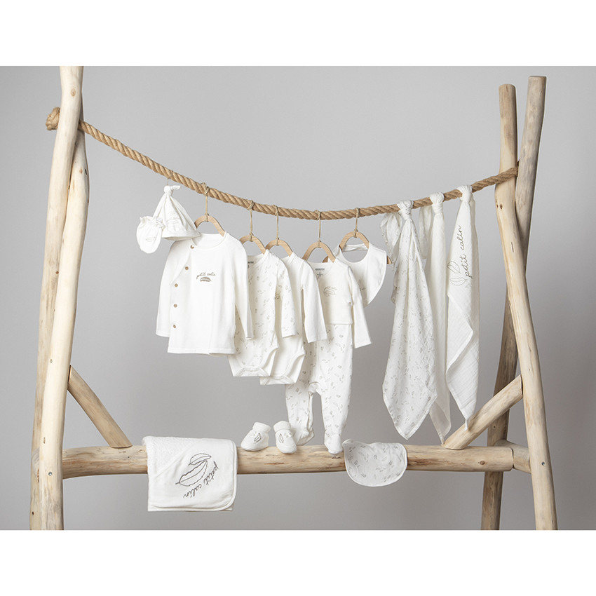 Lot de 2 bodies manches longues en coton print plumes pour bébé 