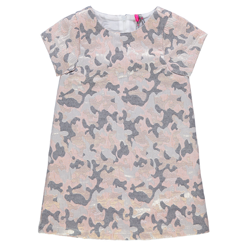 Robe manches courtes avec motif army irisé en jacquard 