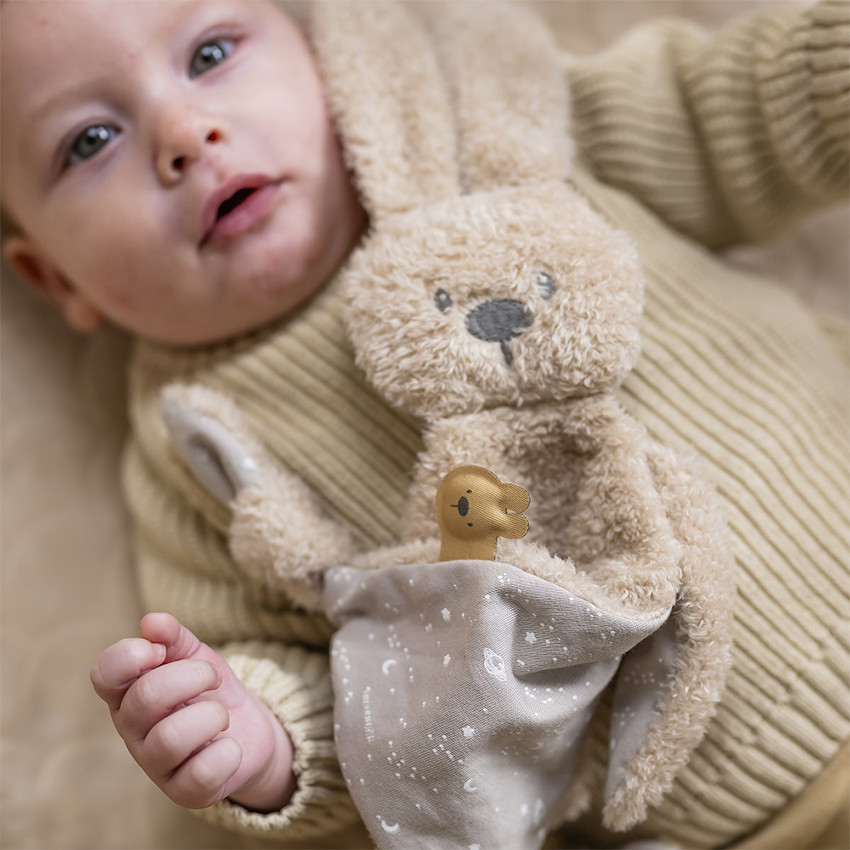 Doudou triangle Teddy lapin Lapidou beige avec motif phosphorescent 