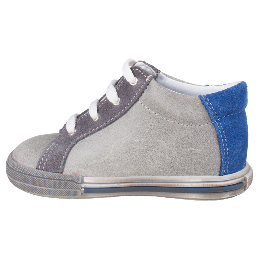 Bottillons en cuir suédé à empiècements contrastés  