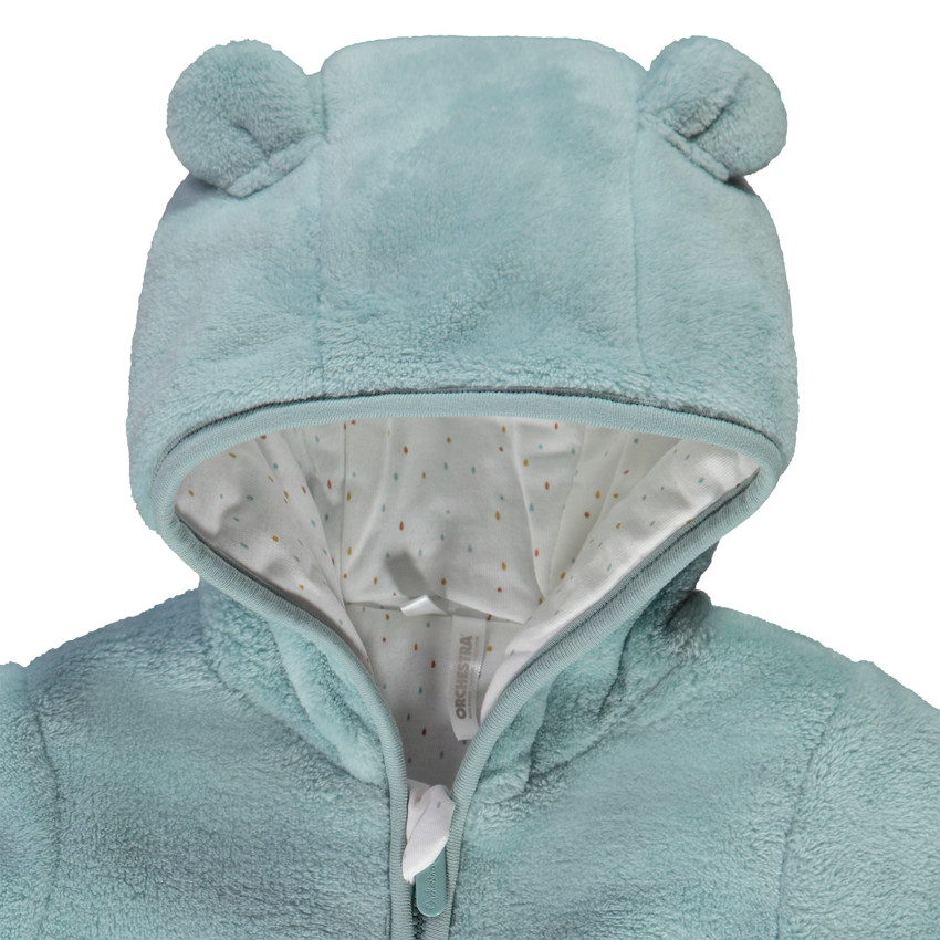 Combi-pilote en sherpa uni à capuche fantaisie pour bébé 