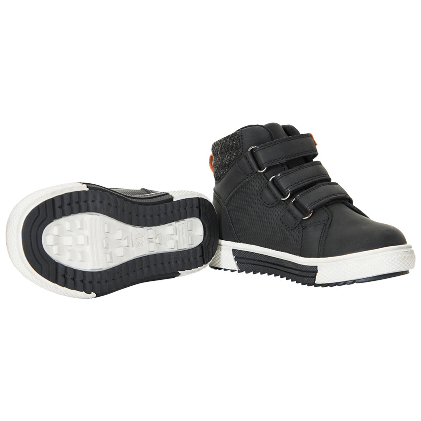 Bottillons noirs triples velcros pour bébé garçon 