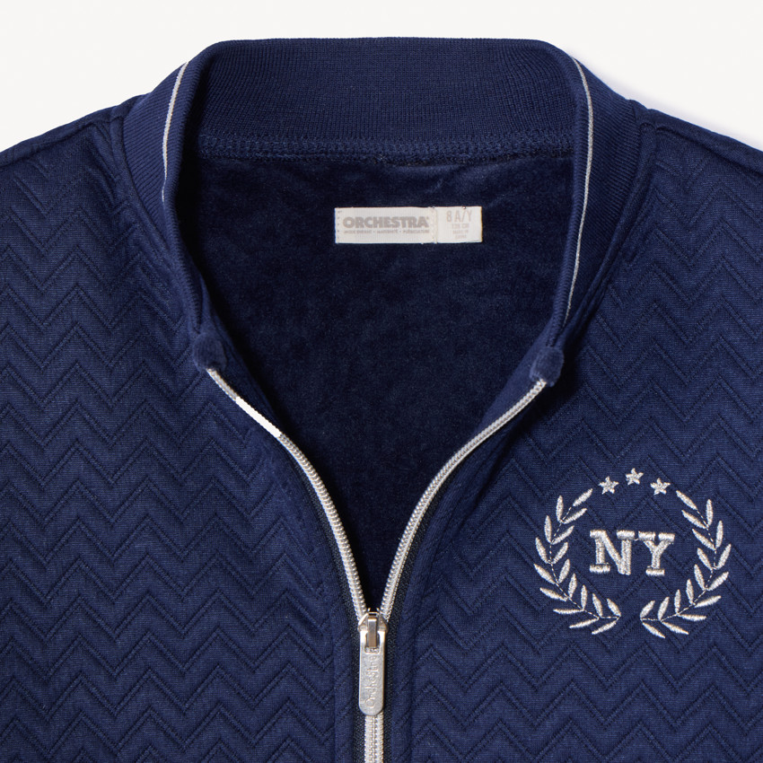 Gilet manches longues à col teddy et broderie pour fille  