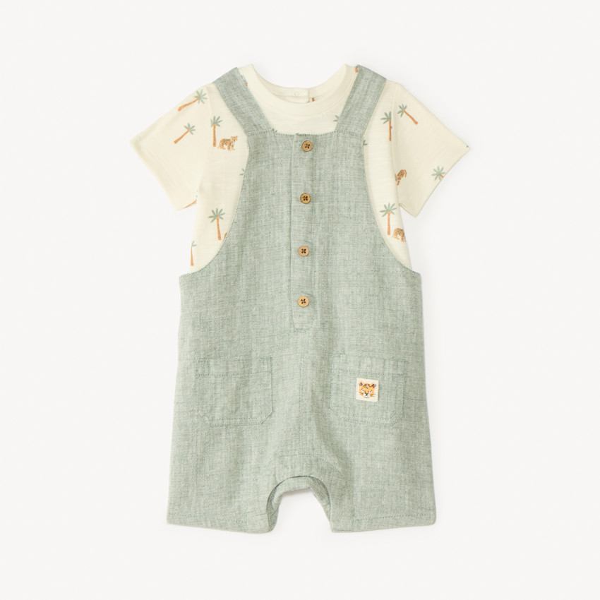 Ensemble court 2 pièces t-shirt + salopette pour bébé garçon 