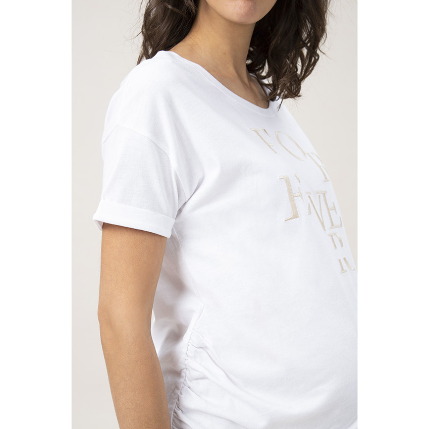 T-shirt de grossesse manches courtes à message brodé 