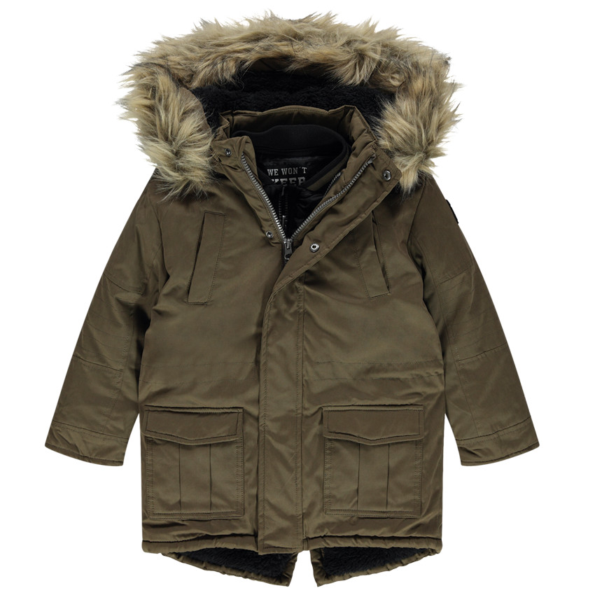 Parka 2 en 1 doublée sherpa pour enfant garçon 