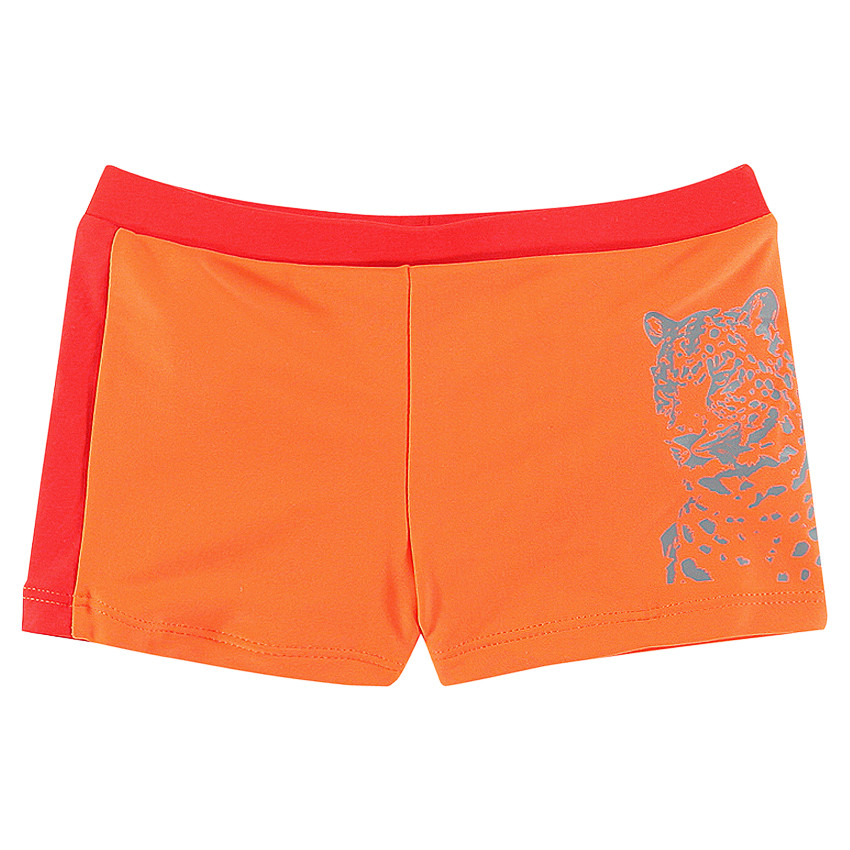 Boxer de bain uni avec print léopard 