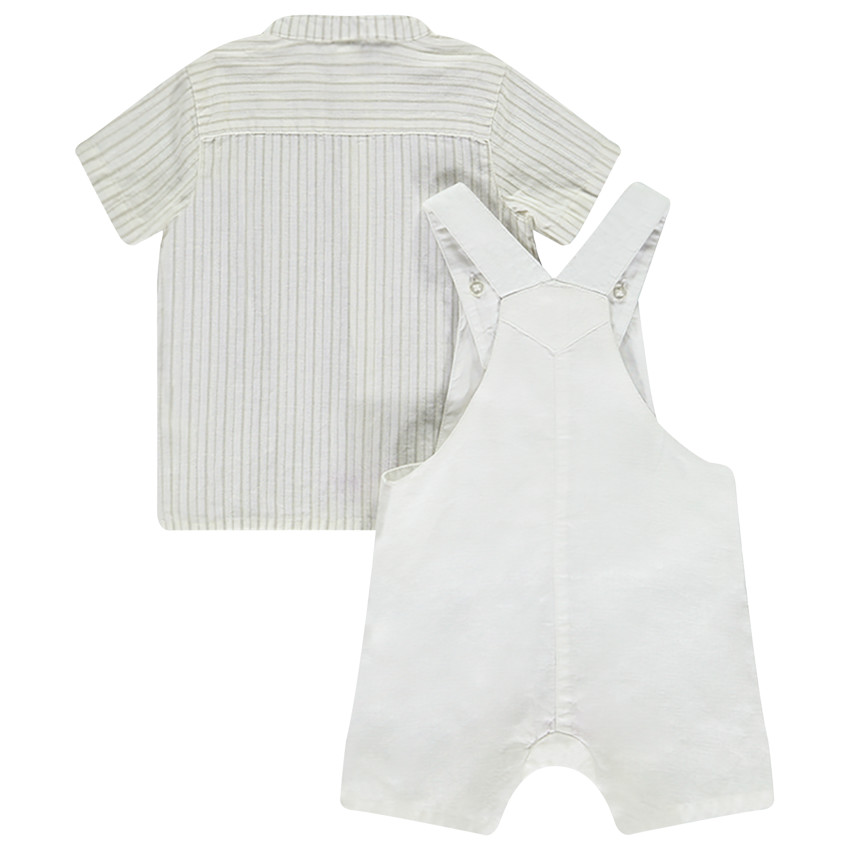 Ensemble chemise rayée + salopette courte pour bébé garçon 