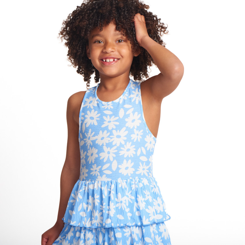 Robe sans manches imprimé fleuri pour fille 