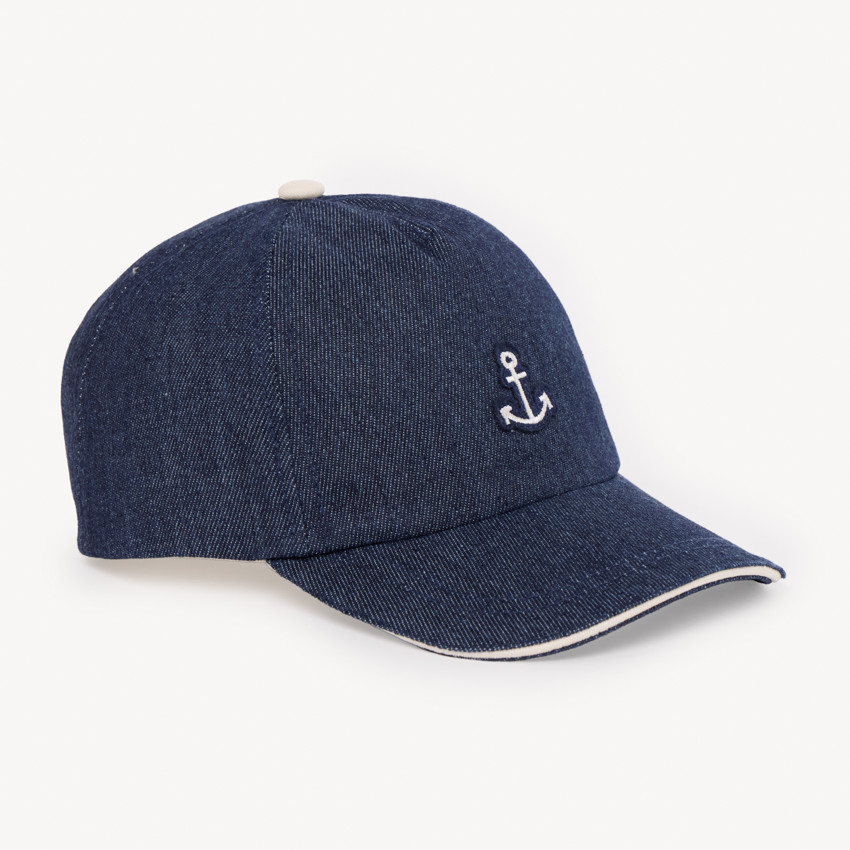 Casquette en denim broderie ancre marine pour bébé garçon