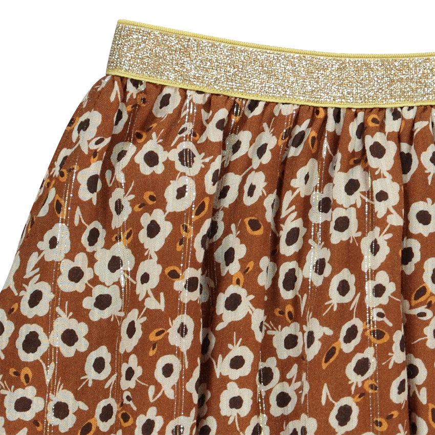 Jupe courte en voile de viscose imprimé fleurs pour fille 