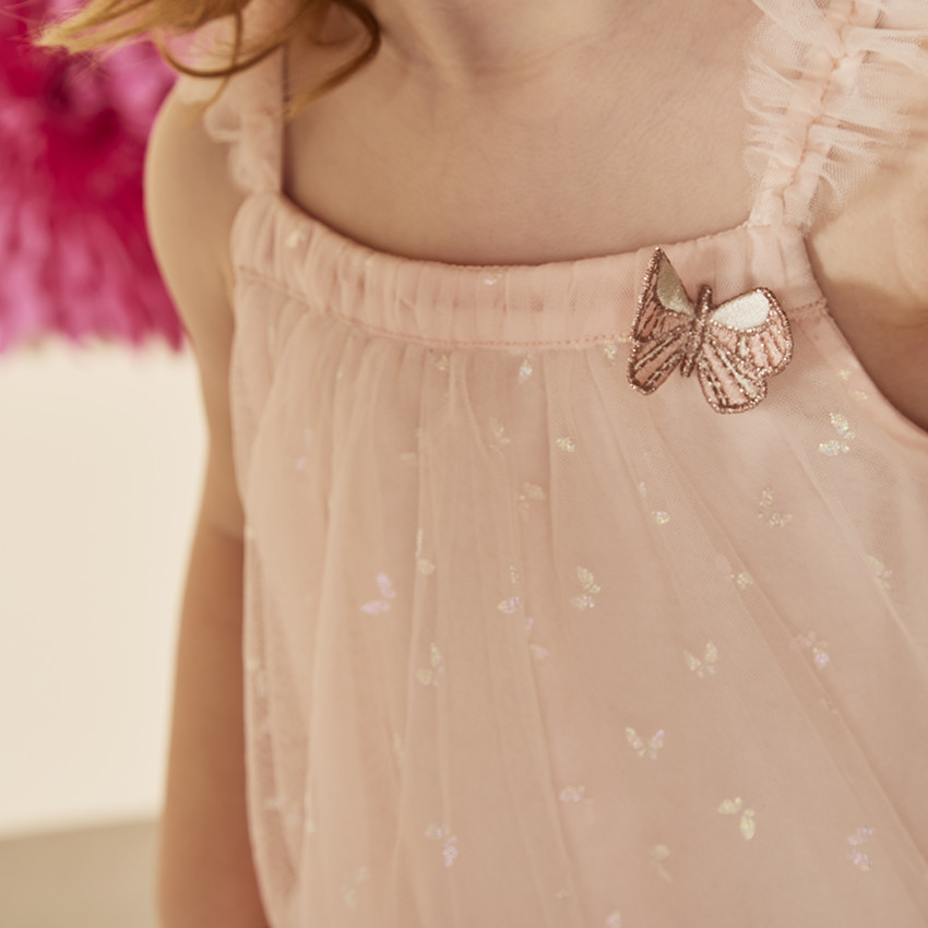 Robe sans manches en tulle imprimés papillons pour bébé fille 