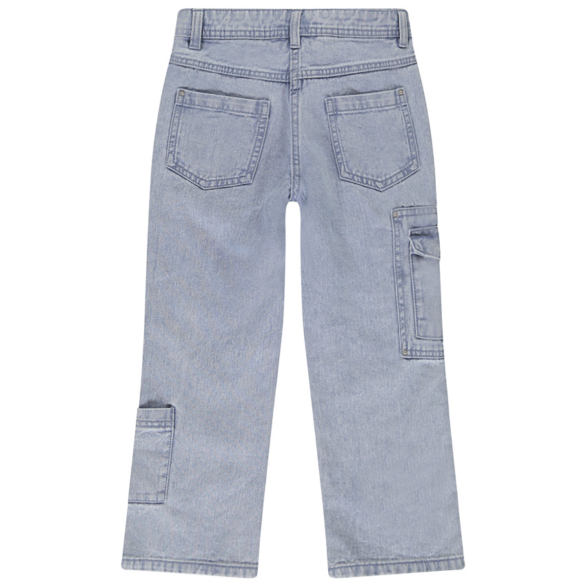 Jean droit en denim style cargo avec poches pour fille  