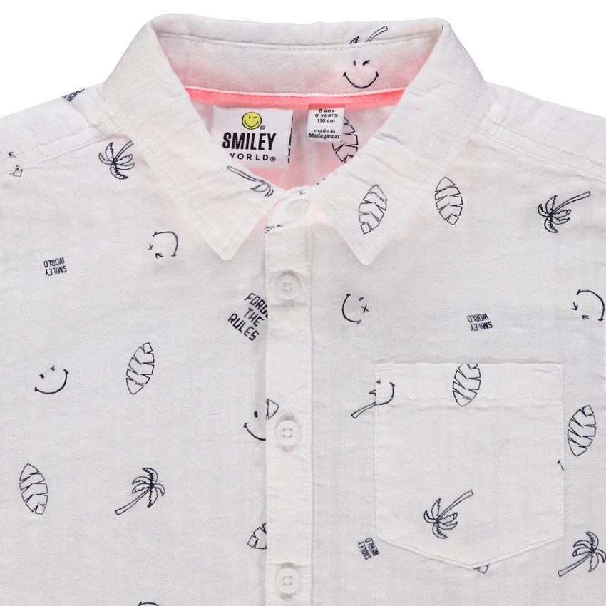 Chemise manches courtes en coton à imprimé SmileyWorld pour enfant garçon 