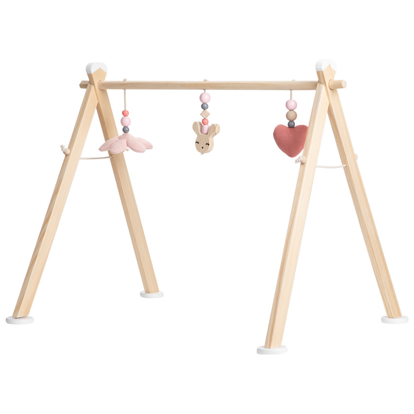 Arche d'éveil en bois + peluches en tricot - Rose 