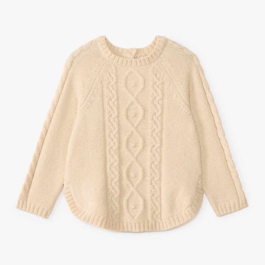 Pull poncho bébé fille tricot torsadé