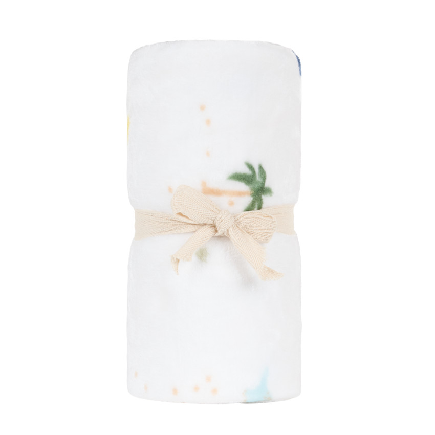 Couverture en sherpa motif dinosaure - 80x110 cm 
