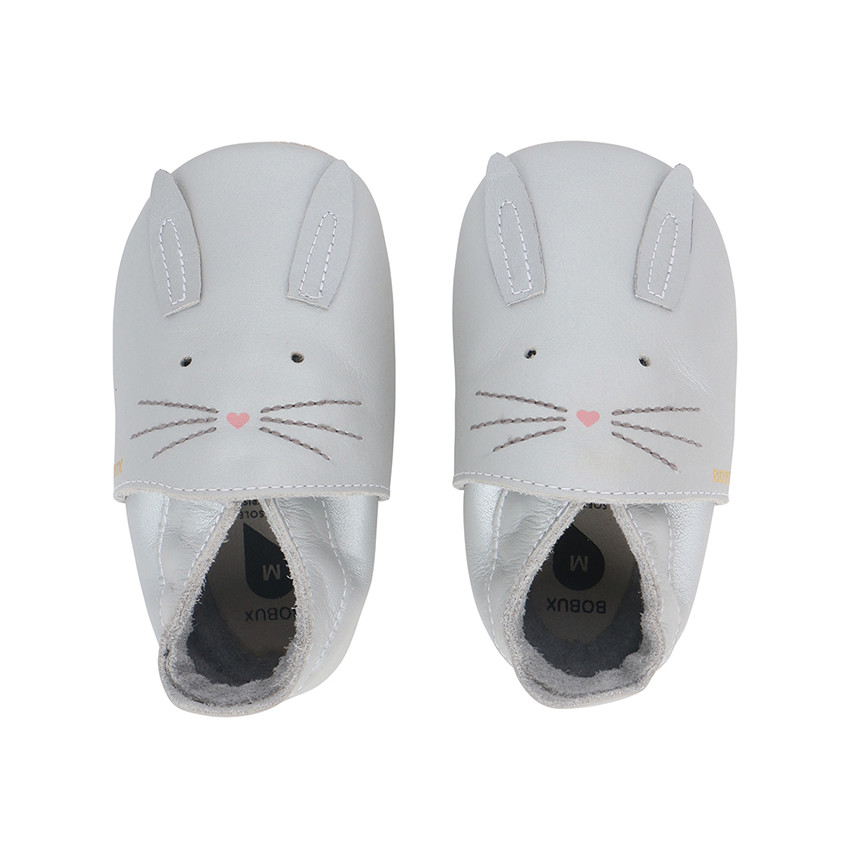 Bobux - Chaussons en cuir pour bébé Soft Soles taille XL - Hop le Lapin - Gris