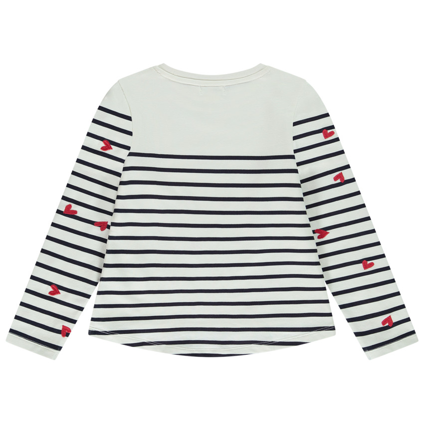 Marinière manches longues avec cœurs brodés pour fille 