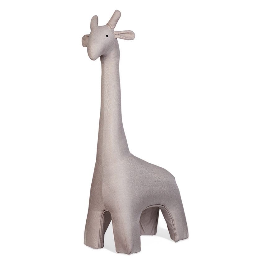 Grande peluche 131cm Girafe debout en lin beige 