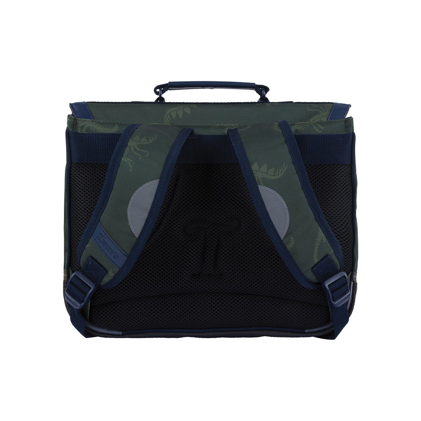 Cartable Timothée vert kaki print dinosaure 38 cm 