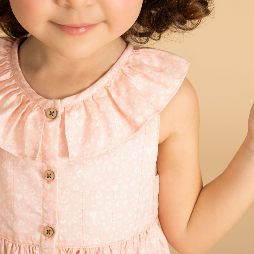 Robe avec col volantée et imprimé cœur pour bébé fille 