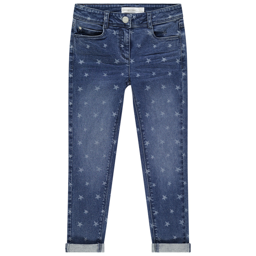 Jean slim effet used à étoiles pour enfant fille 
