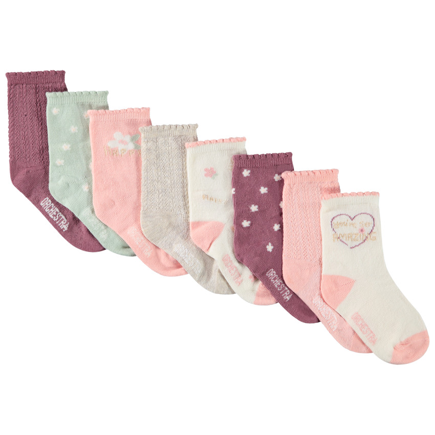 Lot de 8 paires de chaussettes festonnées pour bébé fille 