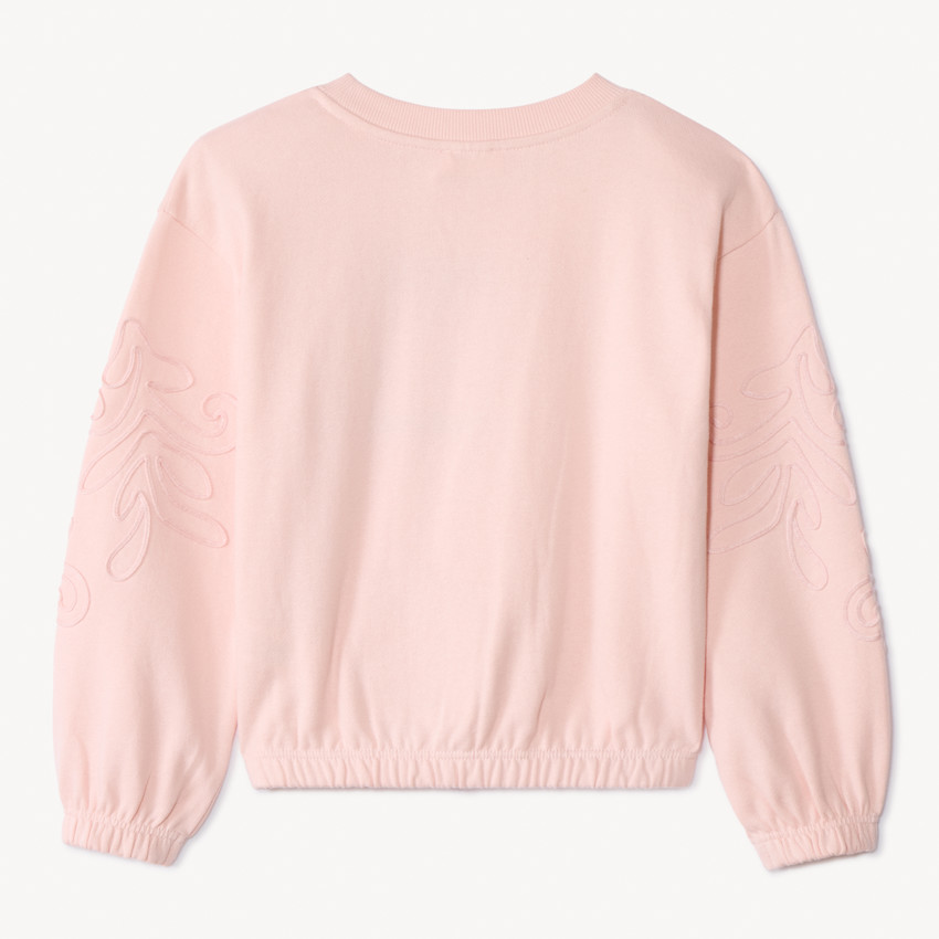 Sweat molleton uni avec cording aux manches pour fille 