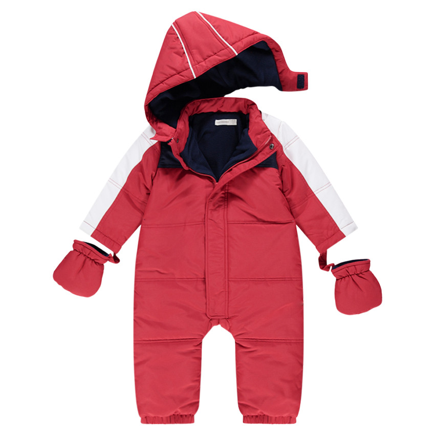 Combi pilote de ski impermeable unie rouge doublee micropolaire
