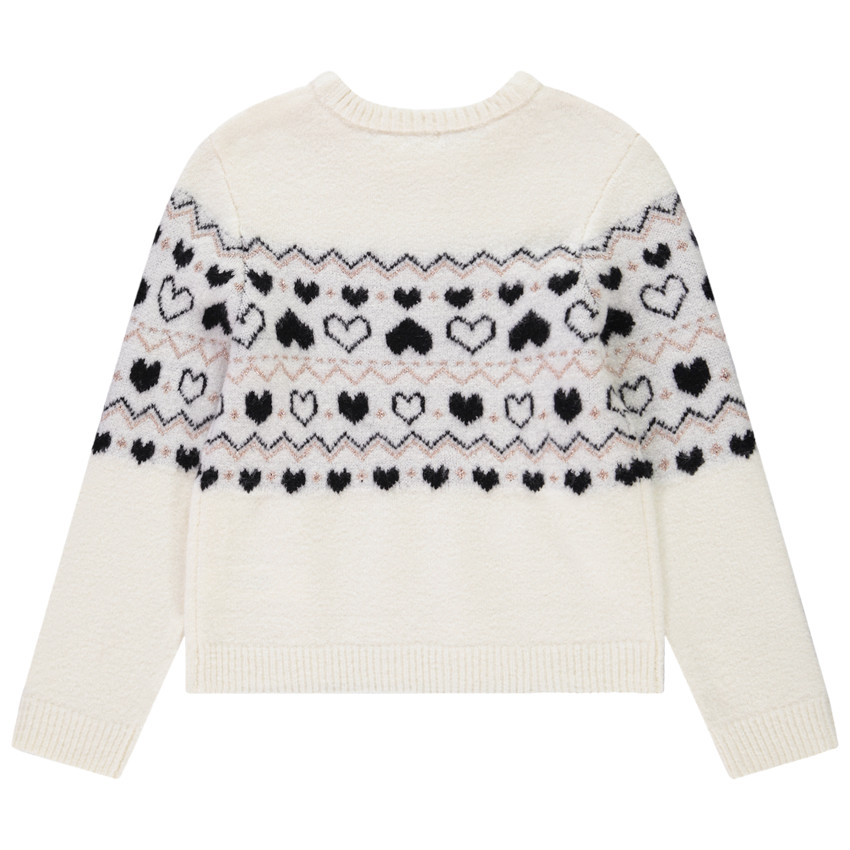 Pull en tricot doublé en velours avec motif montagne pour fille 