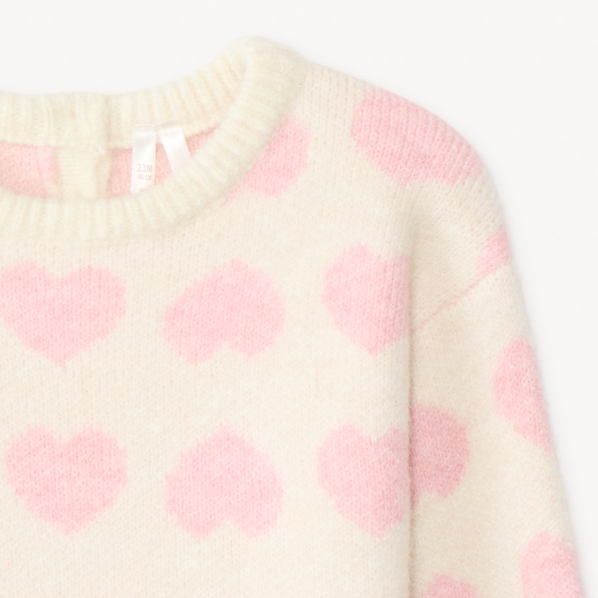 Pull à manches longues imprimé cœurs pour bébé fille  