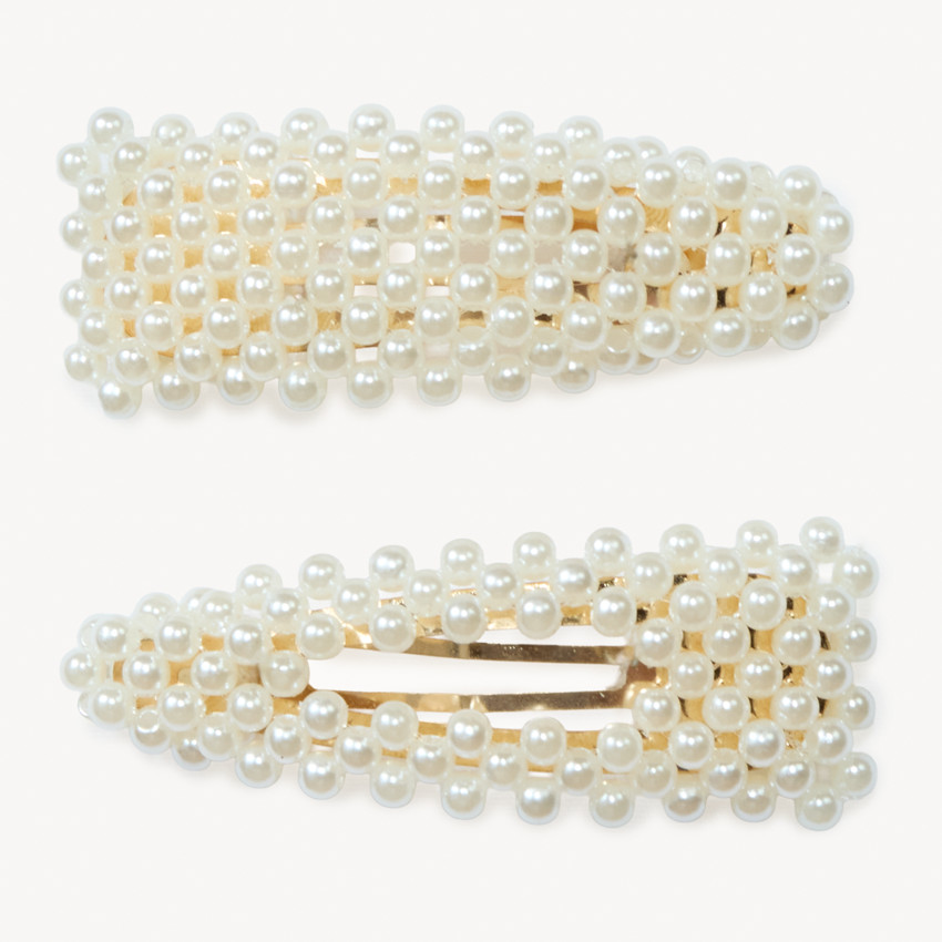 Lot de 2 barrettes à perles nacrées pour fille 