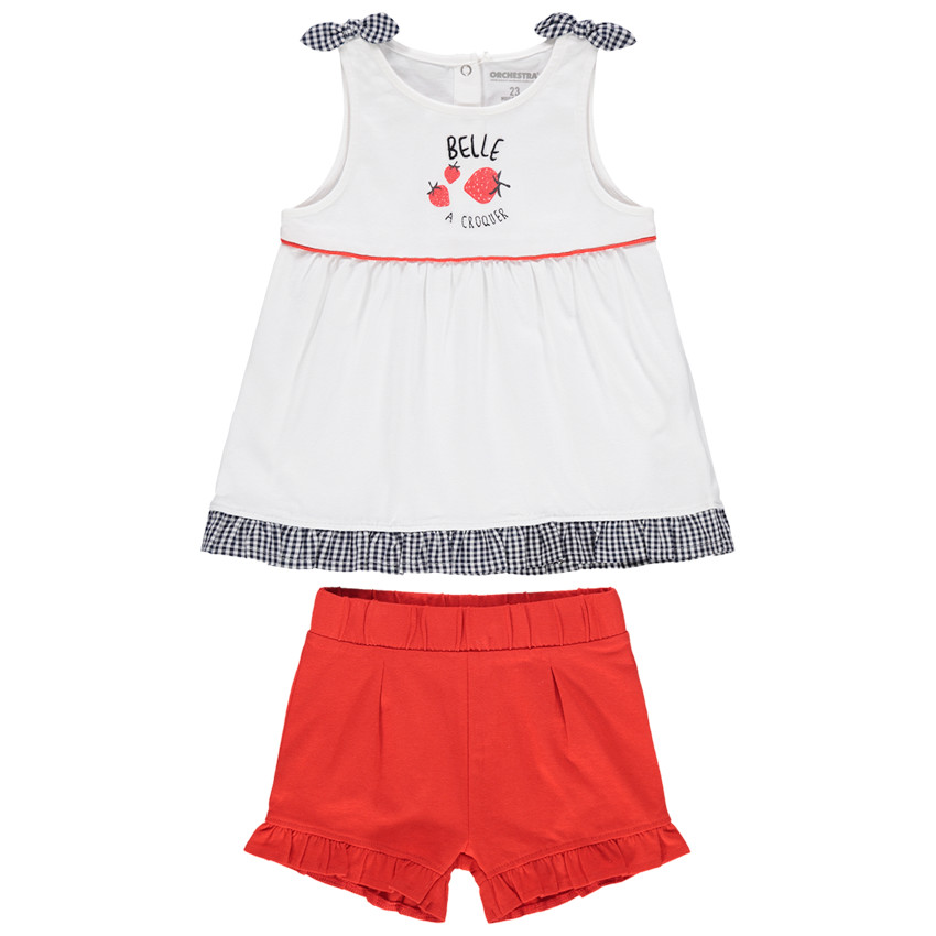 Ensemble avec tunique détails vichy et short uni volanté 
